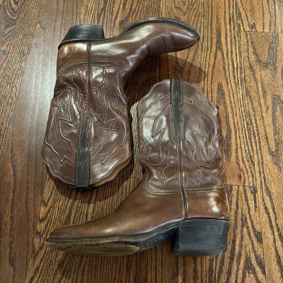 Lucchese Classic nubuck Brown Leather Cowboy western Boots size 10 vintage - Picture 11 of 12